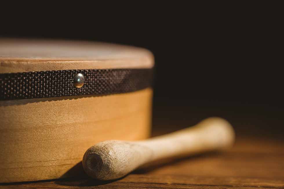 Traditional Irish bodhran and stick, Ireland Music